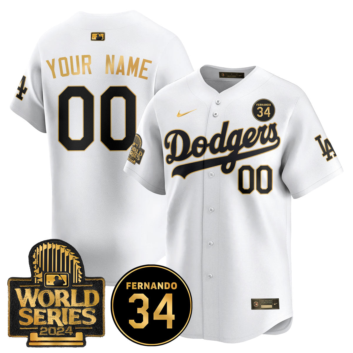Dodgers Fernando Valenzuela Memorial Custom Jersey - All Stitched