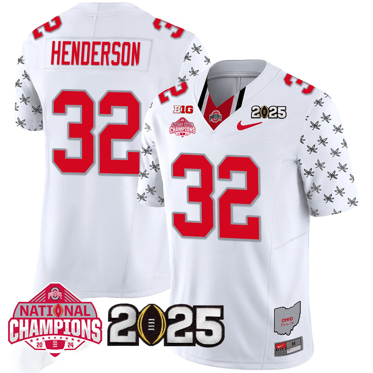 OSU 'Heritage Stripe' 2025 CFP Patch - National Champions Jersey N19 - All Stitched