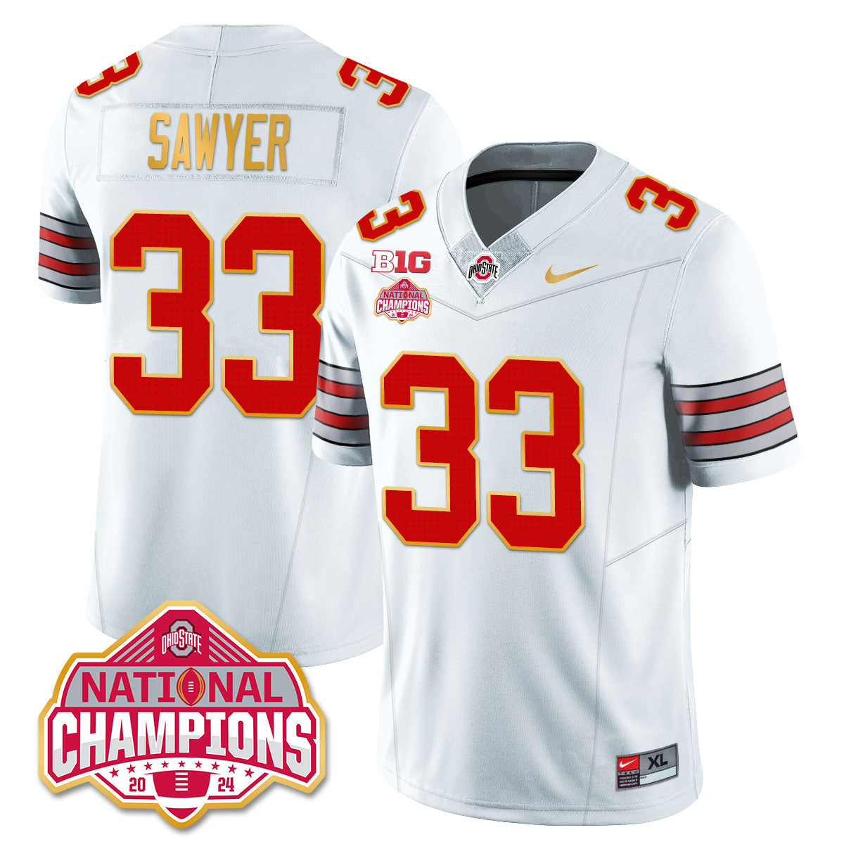 OSU 'Heritage Stripe' 2025 CFP Patch - National Champions Jersey N19 - All Stitched