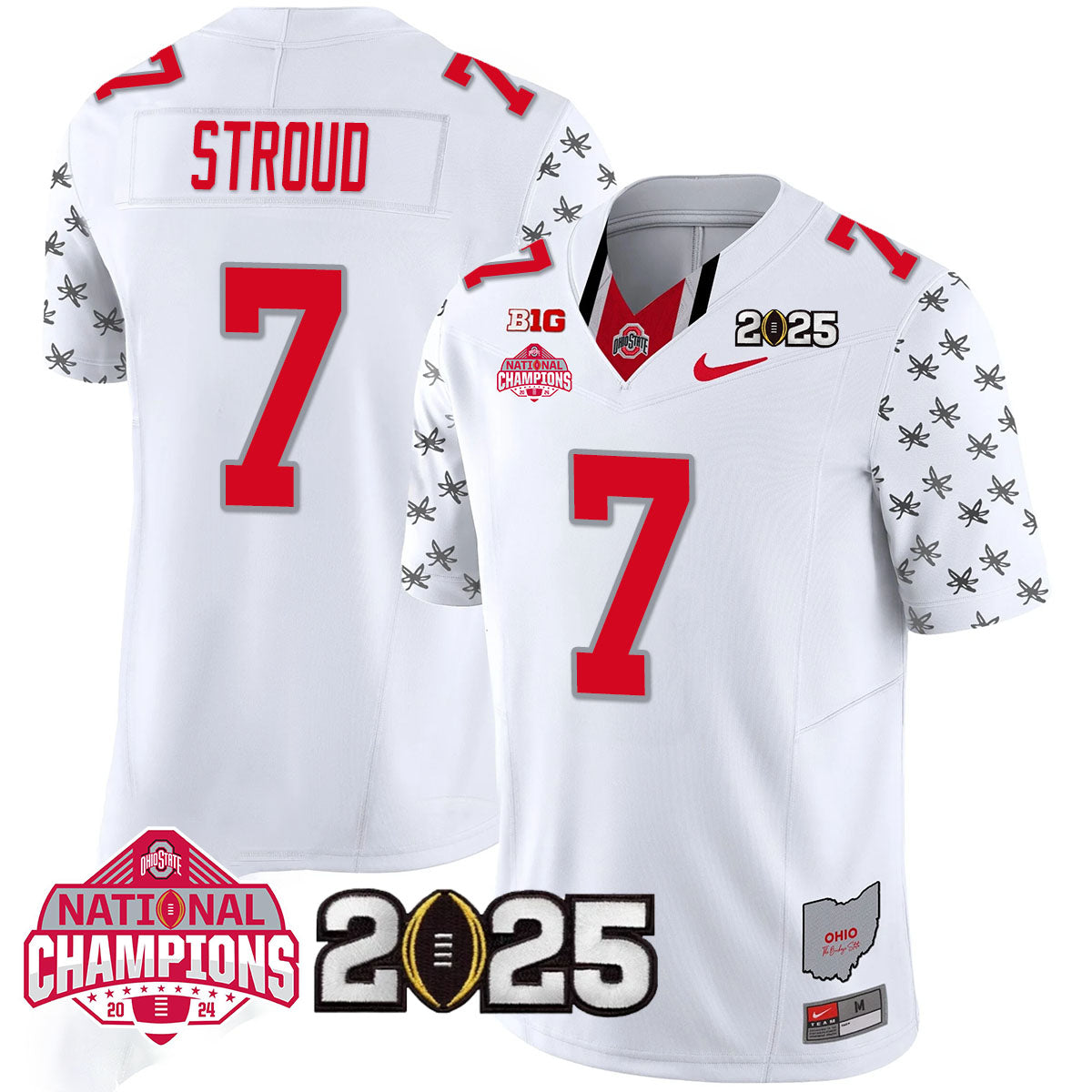 OSU 'Heritage Stripe' 2025 CFP Patch - National Champions Jersey N19 - All Stitched