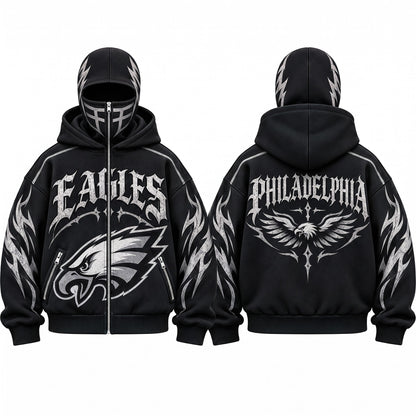 PHI Gothic Style Mask Zip Up Hoodie - Printed V2