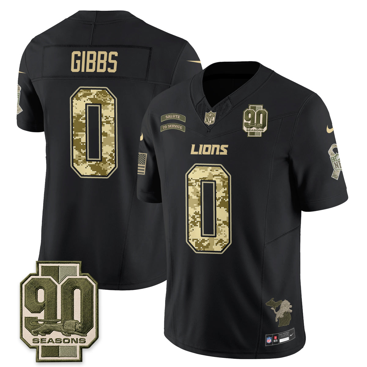 Detroit Lions 2026 Salute to Service Vapor Jersey V2- Stitched