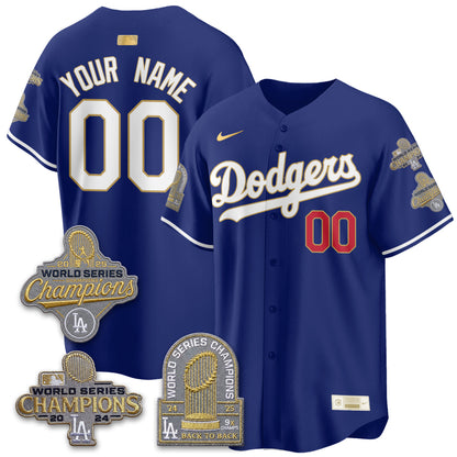 LAD Gold Collection Stadium Vapor Limited Custom Jersey - Back to Back 9x Champs - All Stitched