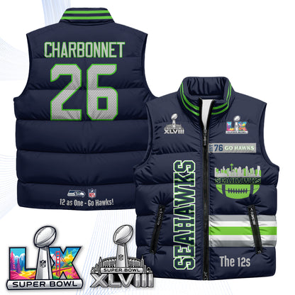SEA "Go Hawks" Edition Puffer Vest - Printed