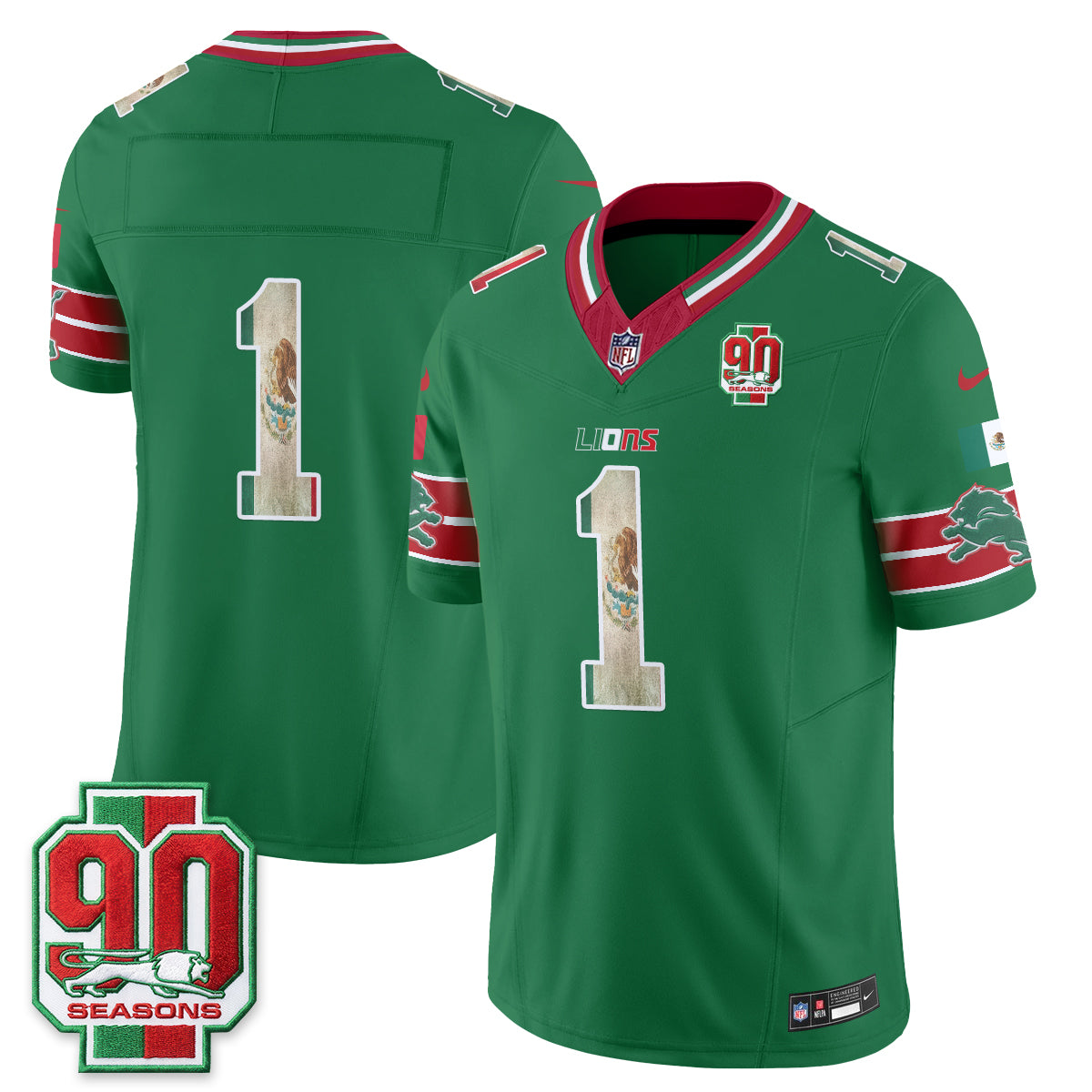 DET Mexico Edition Vapor Jersey - Stitched