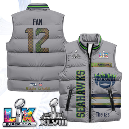 SEA "Go Hawks" Edition Puffer Vest - Printed