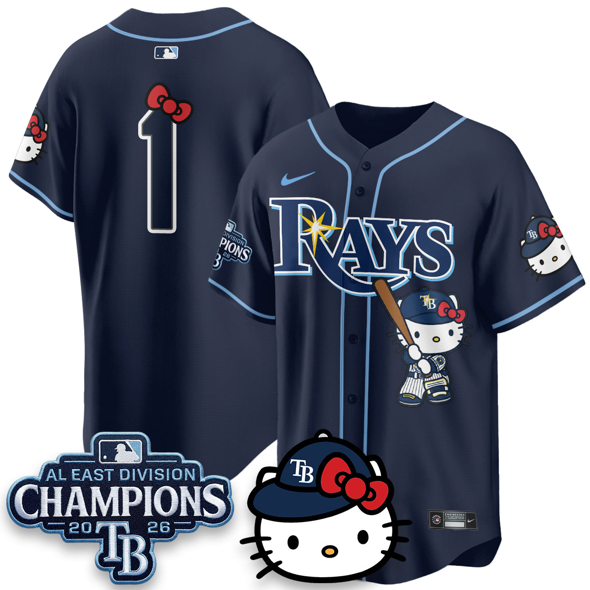 TB x Meow KT 2026 AL East Champs Vapor Jersey - Stitched