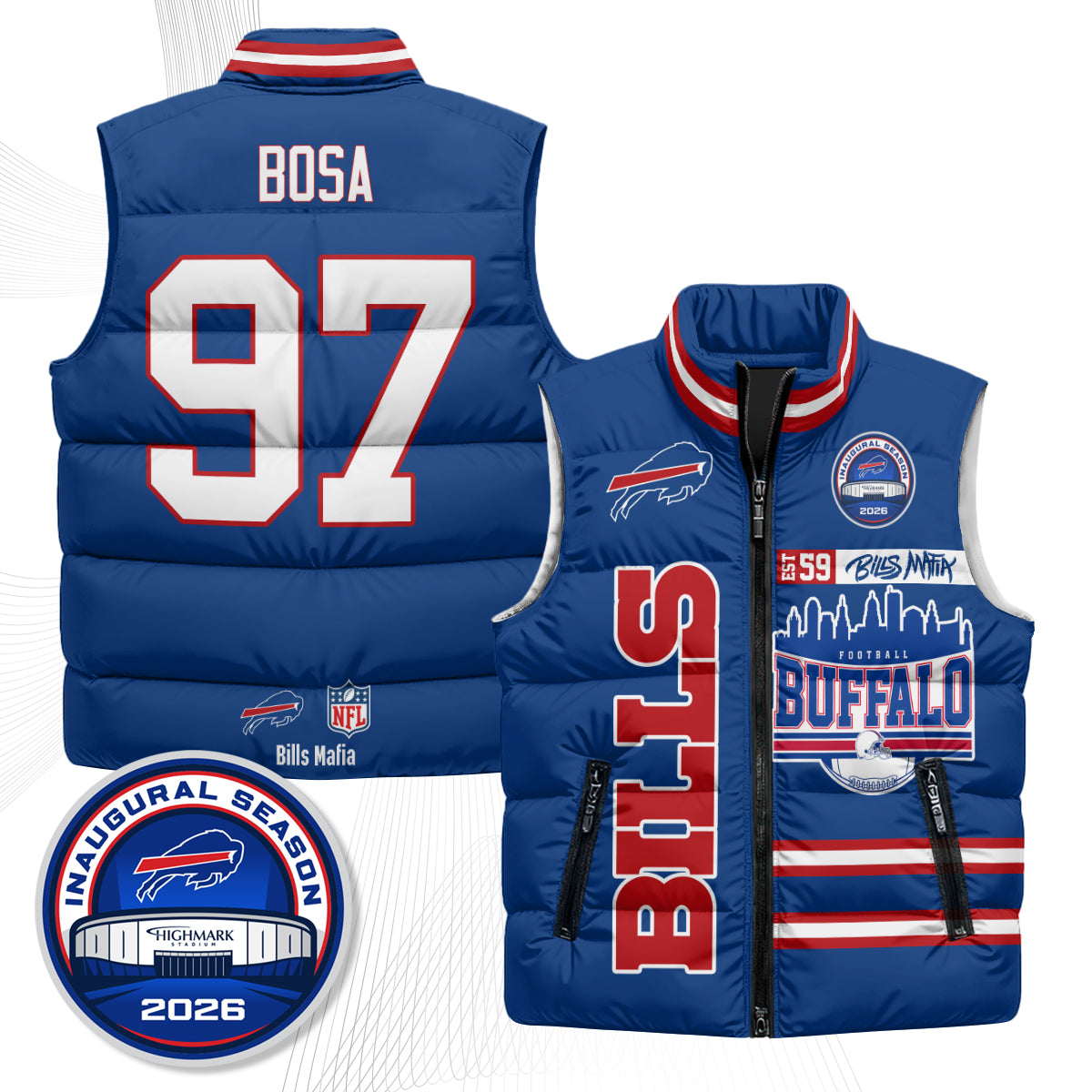 Buffalo Bills "Mafia" Edition Puffer Vest - Printed