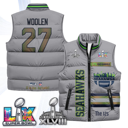 SEA "Go Hawks" Edition Puffer Vest - Printed