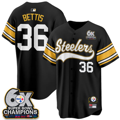 Pittsburgh Steelers 6X Champs Throwback Baseball Vapor Jersey - Stitched