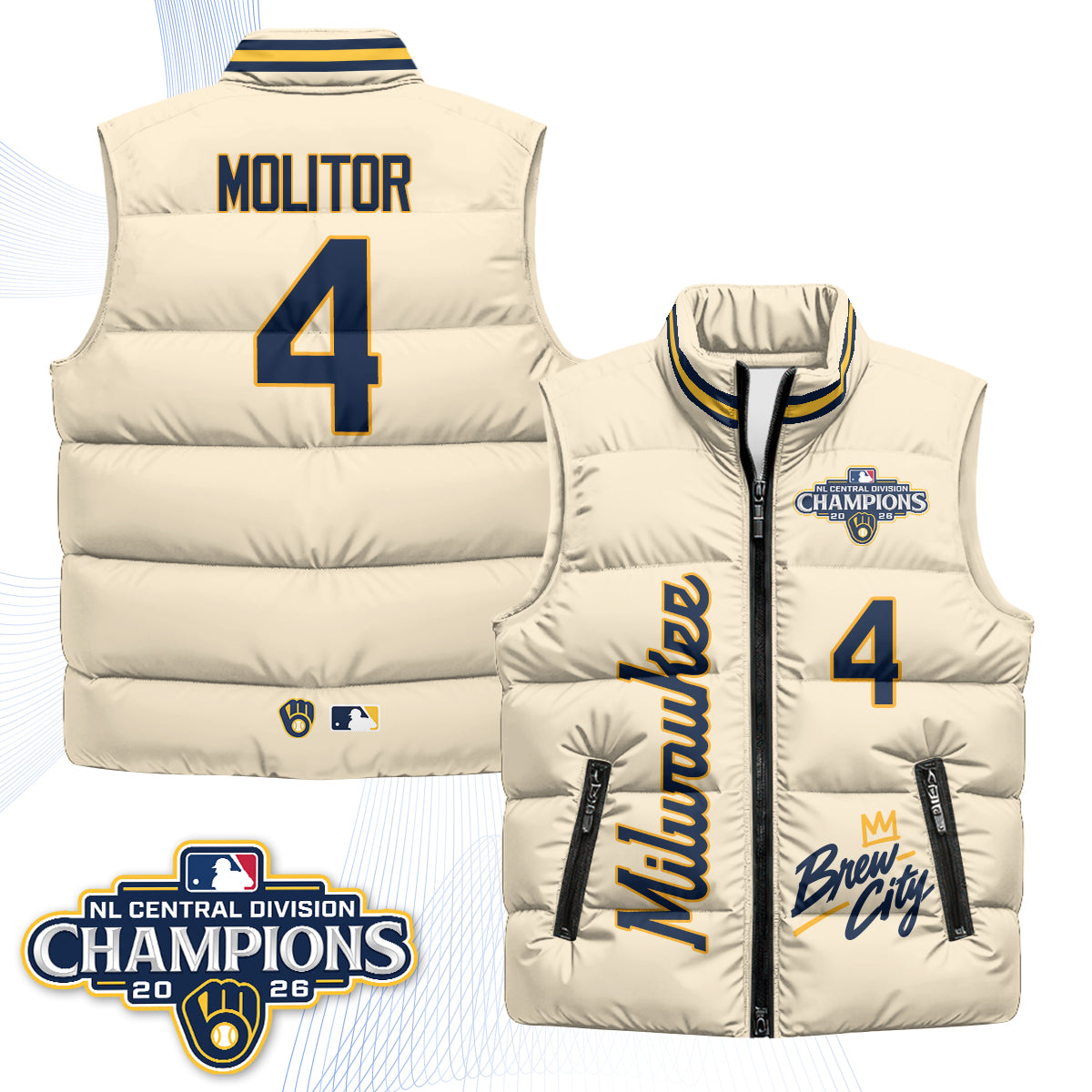 Milwaukee Brewers "Brew City" Puffer Vest V2 - Printed