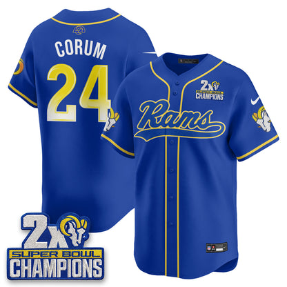 LAR 2X Champs Fearsome White Baseball Vapor Jersey - Stitched