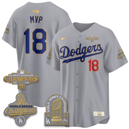 Los Angeles Dodgers 2026 NL West Champs Black Gold Vapor Jersey- Stitched