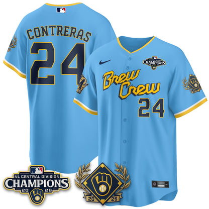 Milwaukee Brewers 2026 NL Division Champs Vapor Gold Jersey - Stitched