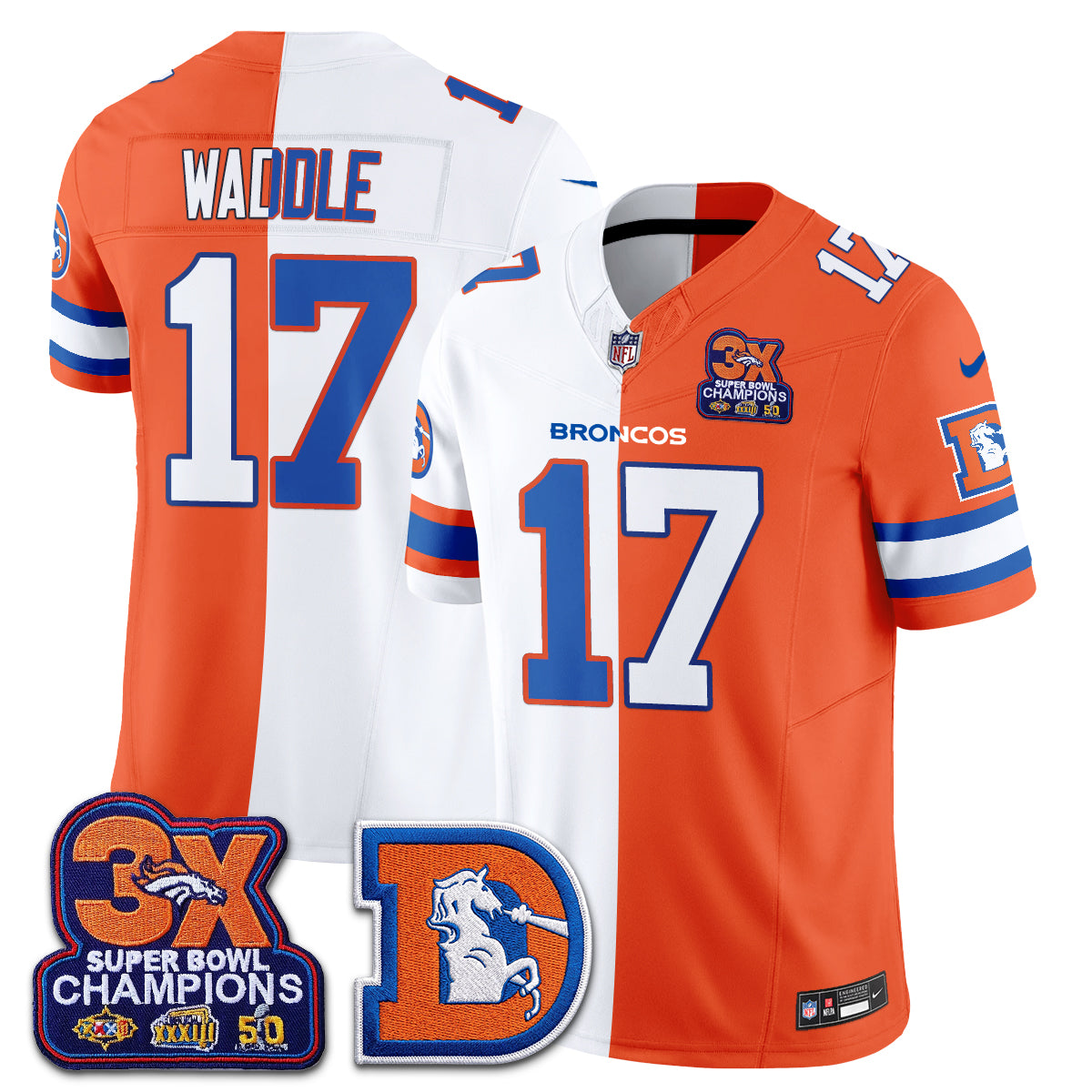 Denver Broncos Throwback Split Vapor Jersey - Stitched