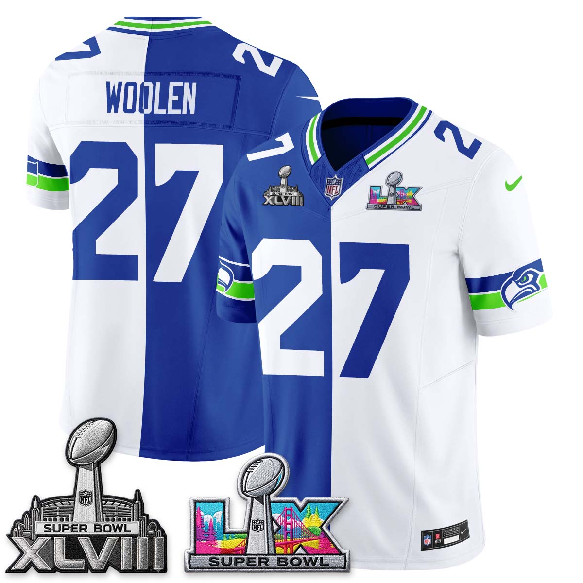 SEA Throwback 2 SB Patches Vapor Jersey - Stitched