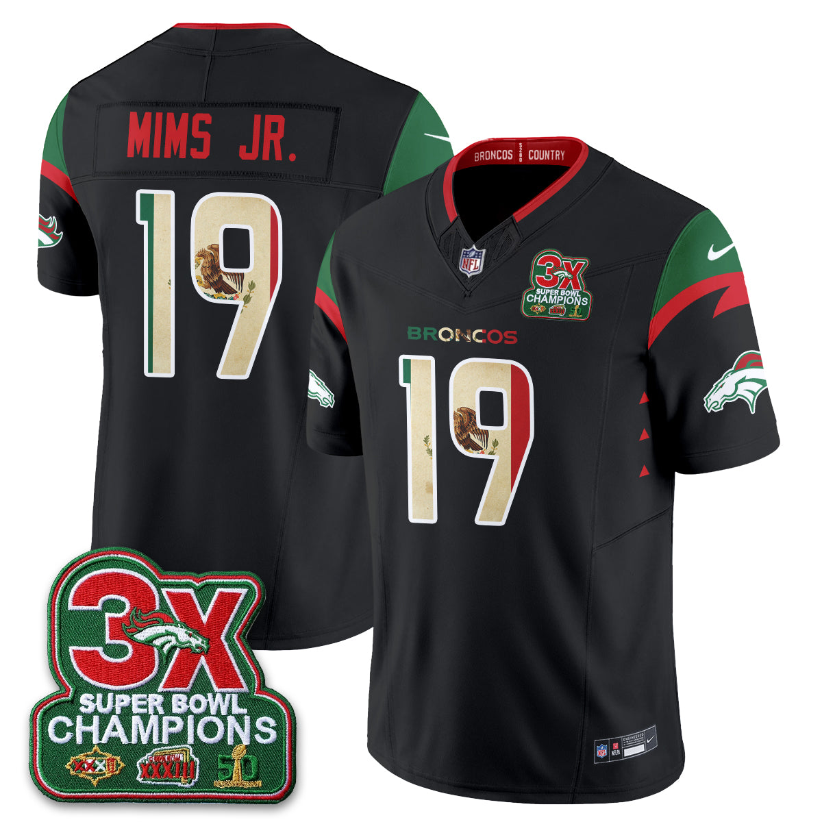 DEN 3X Champs Mexico Edition Vapor Jersey - Stitched
