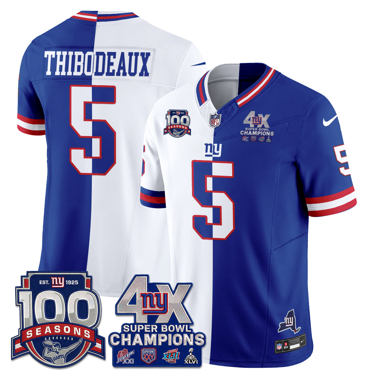 New York Giants 4X SBowl Split Edition Vapor Jersey - Stitched