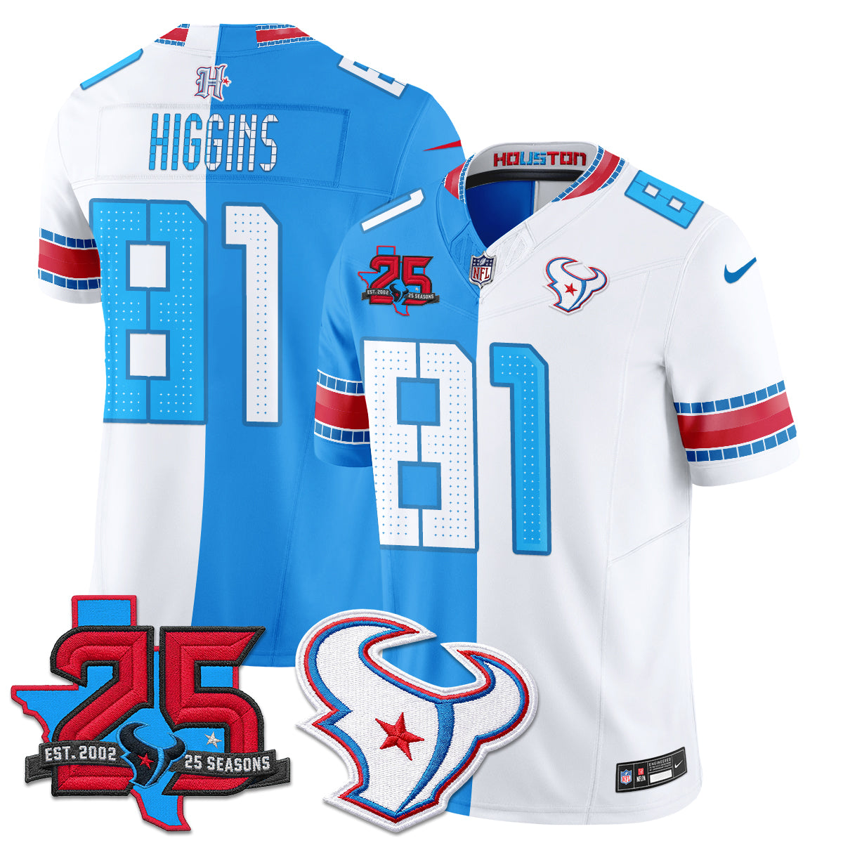 Houston Texans 2026 Rivalries Split Vapor Jersey - Stitched