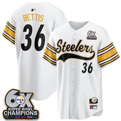 Pittsburgh Steelers 6X Champs Throwback Baseball Vapor Jersey - Stitched