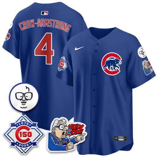 CHC 150th Anniversary Harry Caray Holy Cow Limited Navy Jersey - All Stitched V2