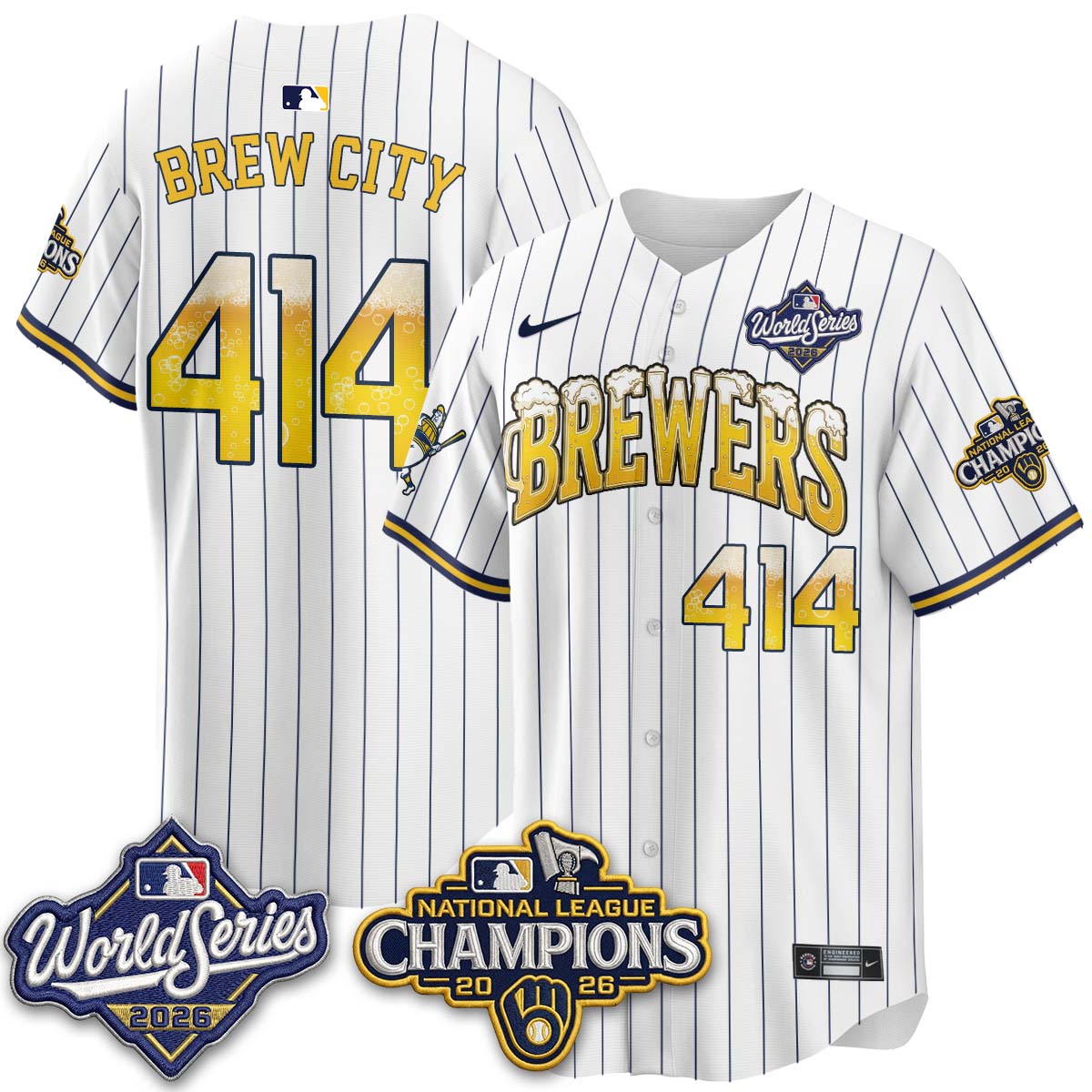 Milwaukee Brewers "Pitcher & Pint" 2026 NL Champions Vapor Jersey - Stitched