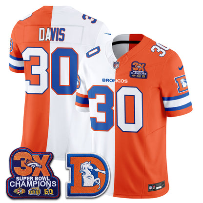 Denver Broncos Throwback Split Vapor Jersey - Stitched