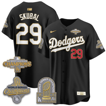 Los Angeles Dodgers 2026 NL West Champs Black Gold Vapor Jersey- Stitched