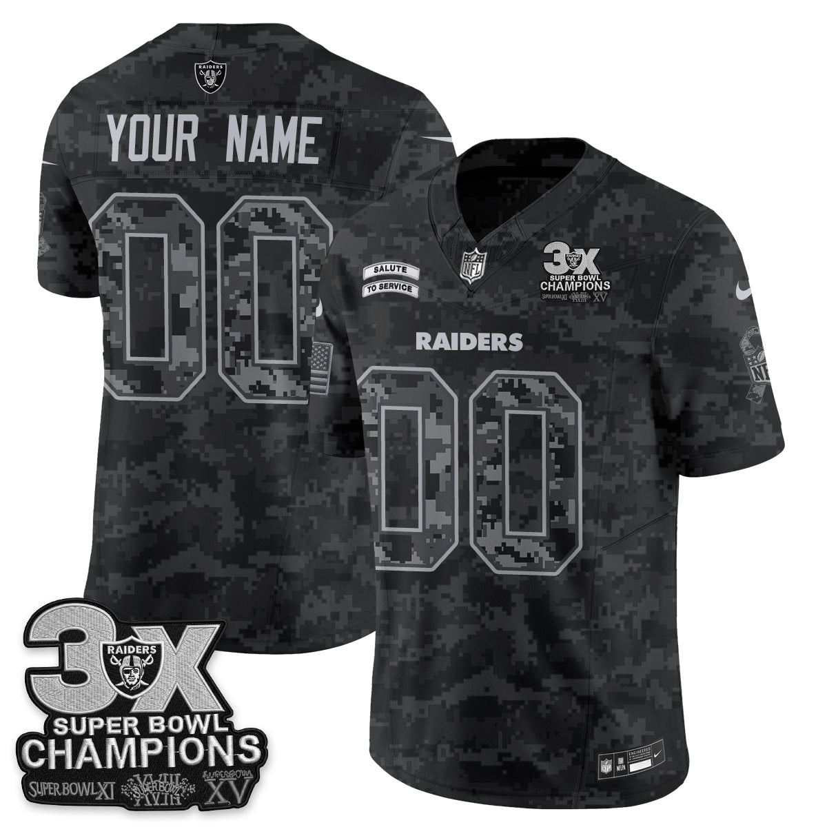 Las Vegas Raiders 2026 Salute to Service V2 Vapor Custom Jersey - Stitched