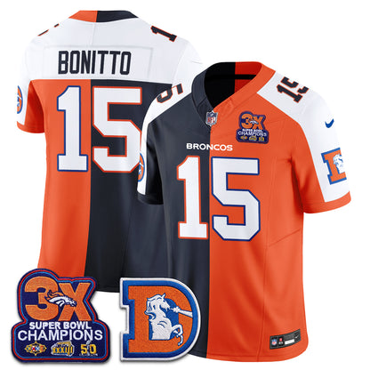 Denver Broncos Throwback Split Vapor Jersey - Stitched