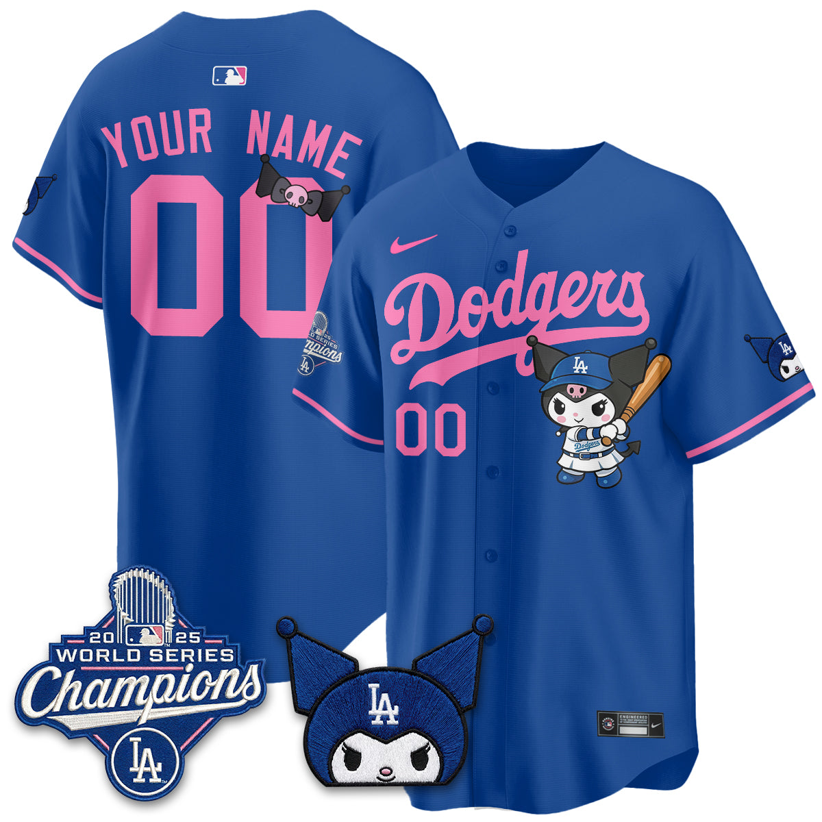 Los Angeles Dodgers Kuromi Edition Vapor Custom Jersey - Stitched