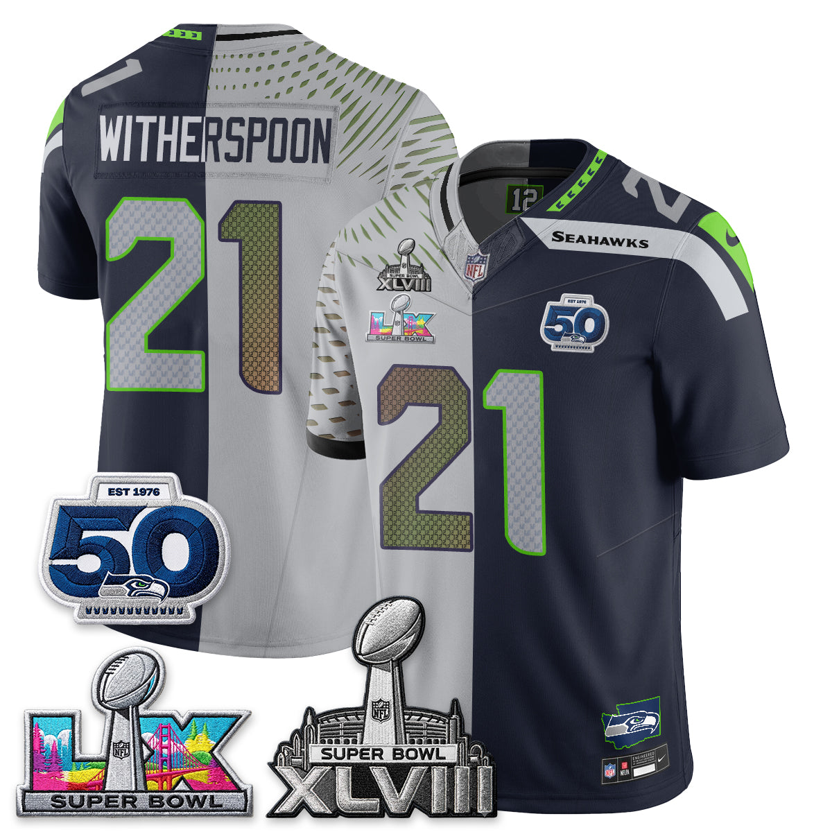 Seattle Seahawks SB LX Champs Split Edition Vapor Jersey - Stitch