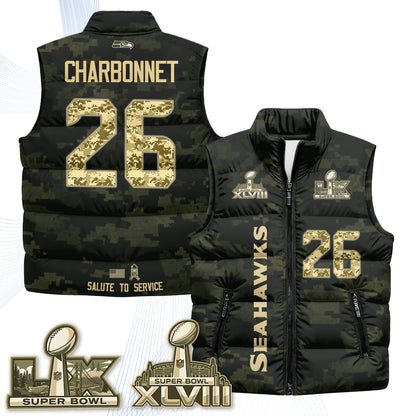 Seattle Seahawks 2026 Salute to Service Puffer Vest - Printed