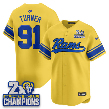 LAR 2X Champs Fearsome White Baseball Vapor Jersey - Stitched