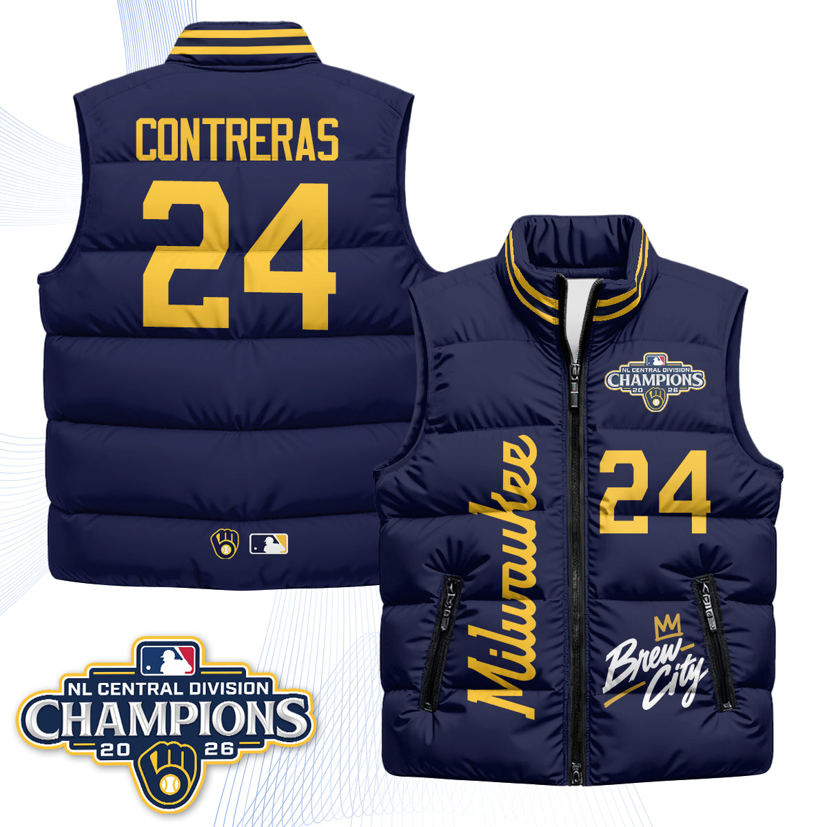 Milwaukee Brewers "Brew City" Puffer Vest V2 - Printed