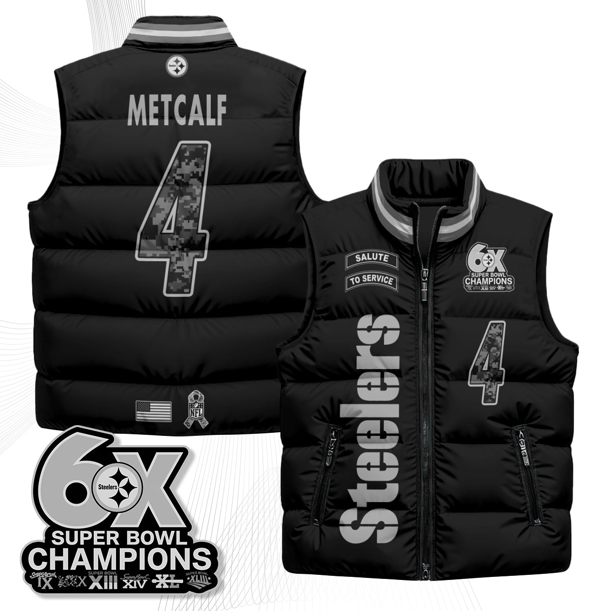Pittsburgh Steelers 2026 Salute to Service Puffer Vest - Printed
