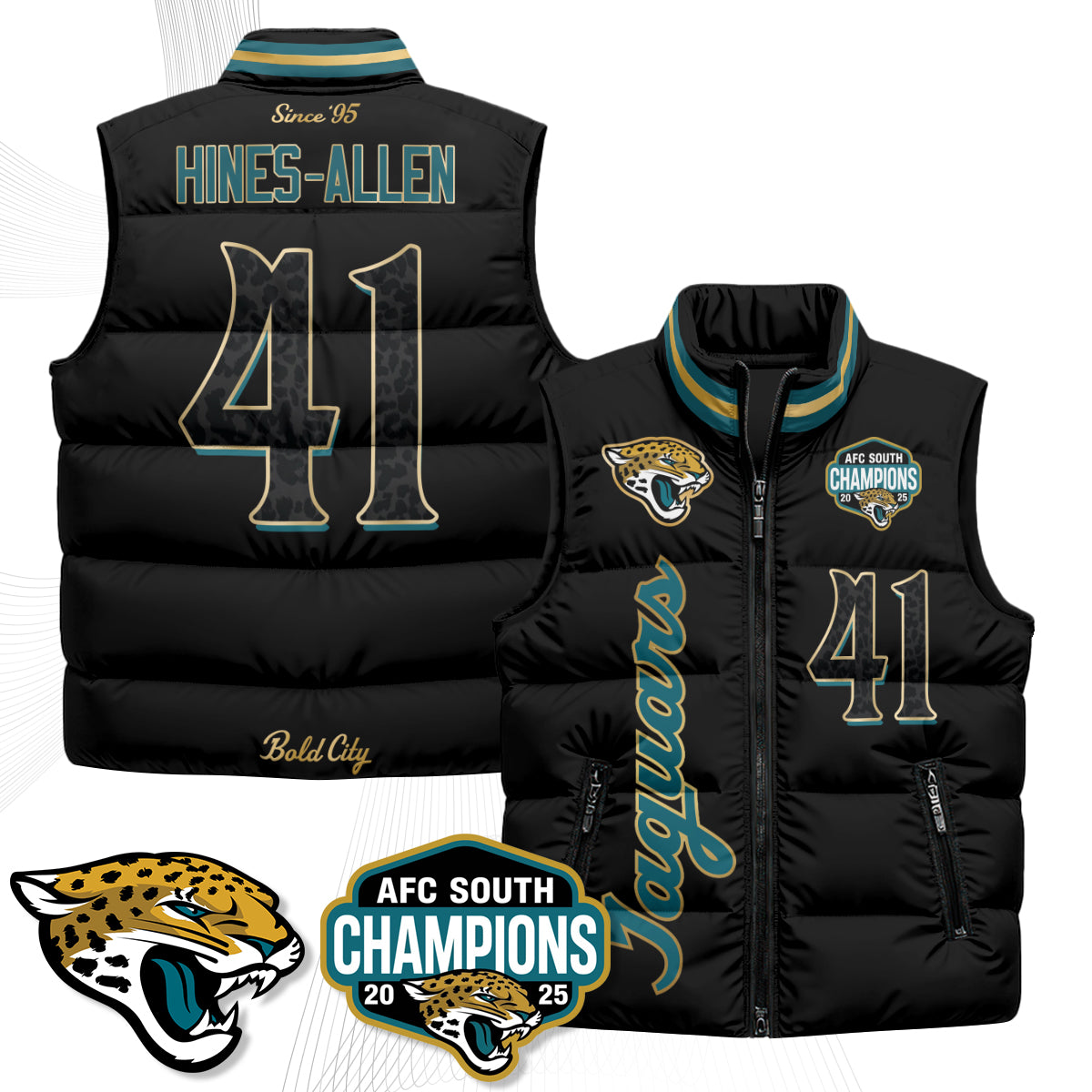 Jacksonville Jaguars 2026 Rivalries Puffer Vest - Printed