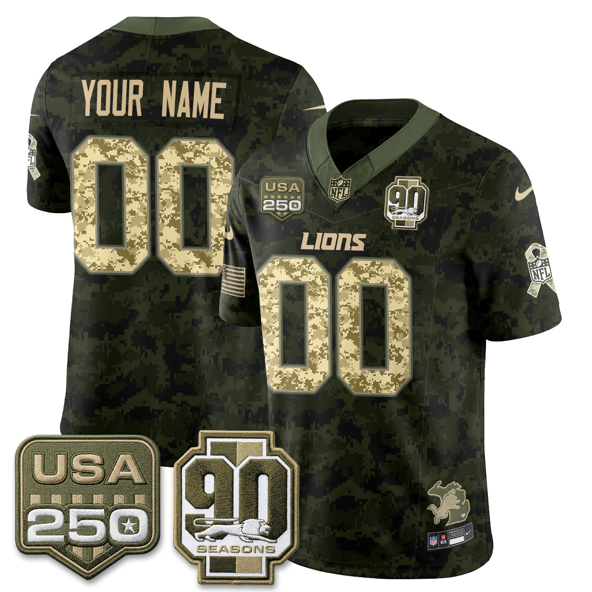 DET 2026 Salute to Service Vapor Custom Jersey - Stitched