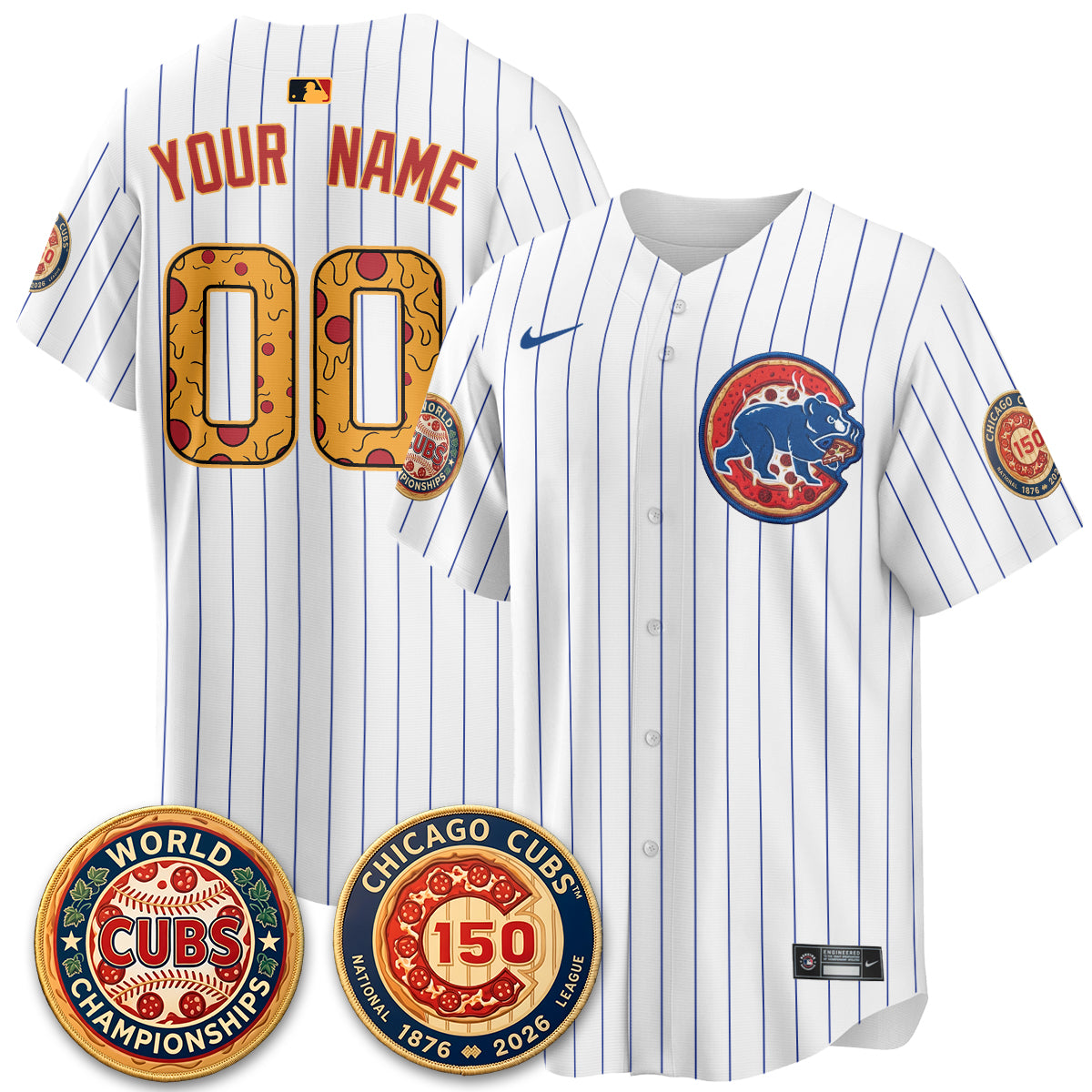 Chicago Cubs Deep Dish Pizza Vapor Limited Custom Jersey - Stitched