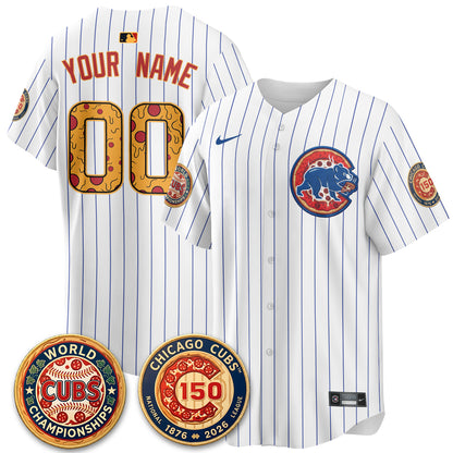 Chicago Cubs Deep Dish Pizza Vapor Limited Custom Jersey - Stitched