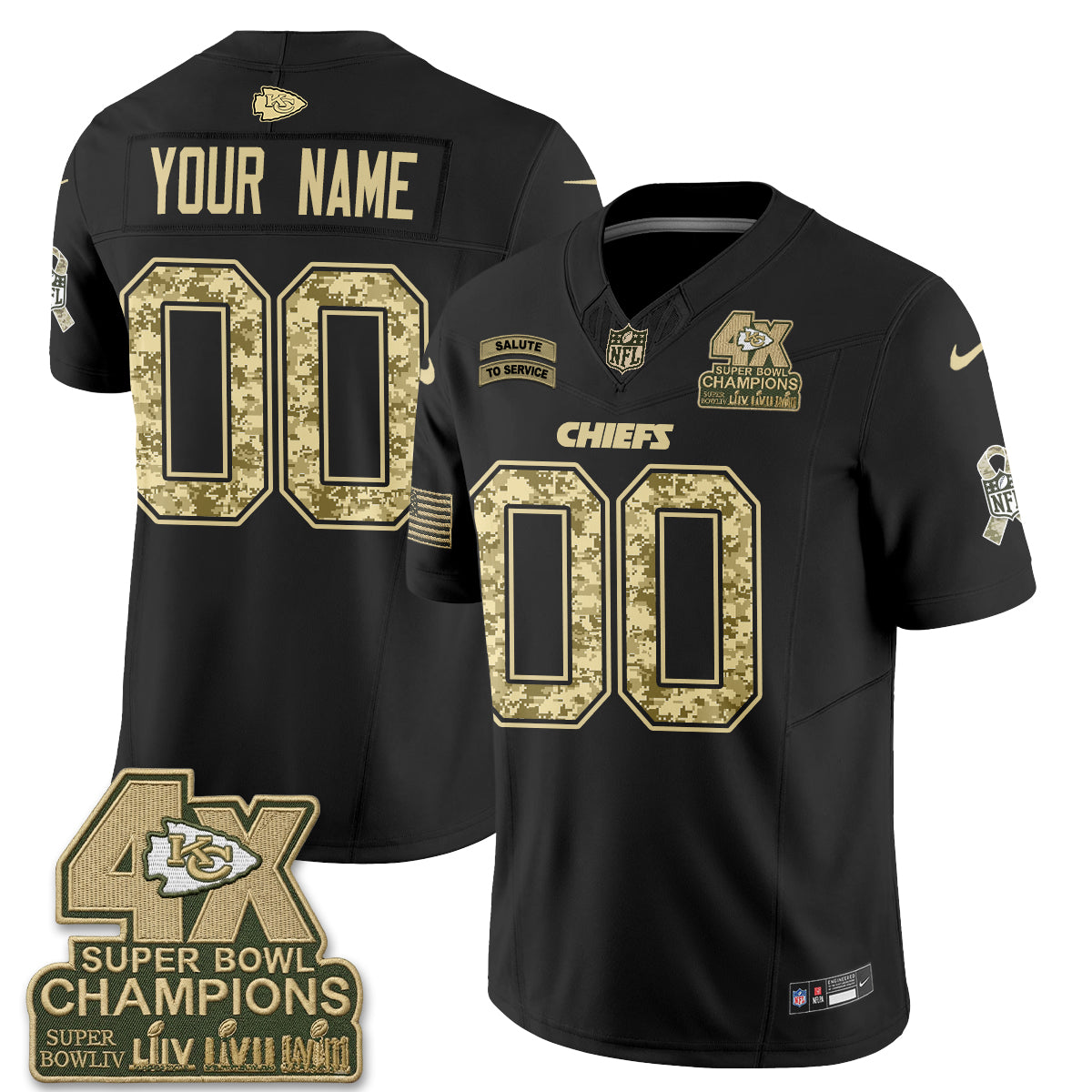 Kansas City Chiefs 2026 Salute to Service Vapor Custom Jersey V2- Stitched