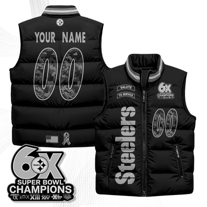 Pittsburgh Steelers 2026 Salute to Service Custom Puffer Vest - Printed