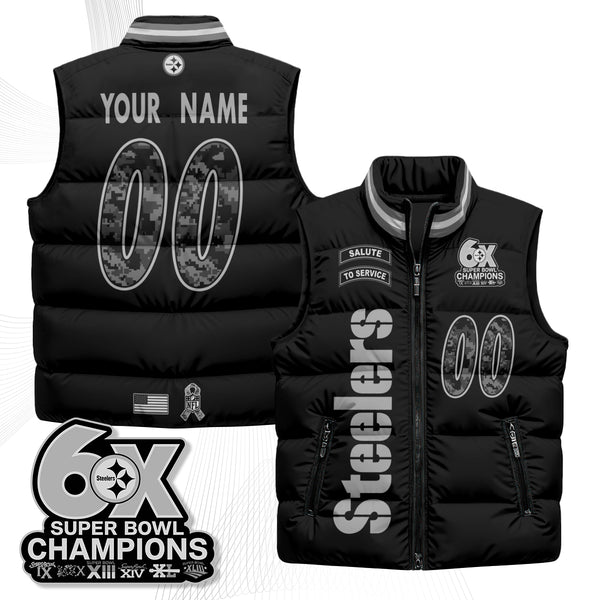 Pittsburgh Steelers 2026 Salute to Service Custom Puffer Vest - Printed