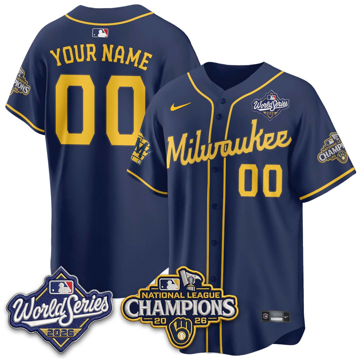 Milwaukee Brewers 2026 NL Champions Custom Vapor Jersey - Stitched