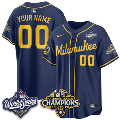 Milwaukee Brewers 2026 NL Champions Custom Vapor Jersey - Stitched