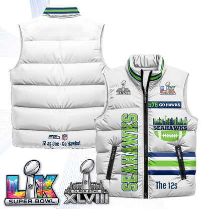 SEA "Go Hawks" Edition Puffer Vest - Printed
