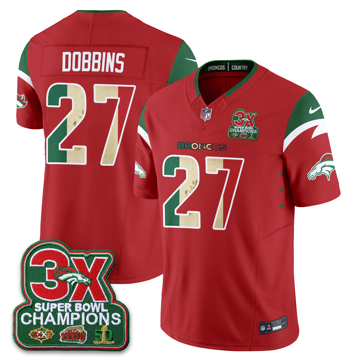 DEN 3X Champs Mexico Edition Vapor Jersey - Stitched