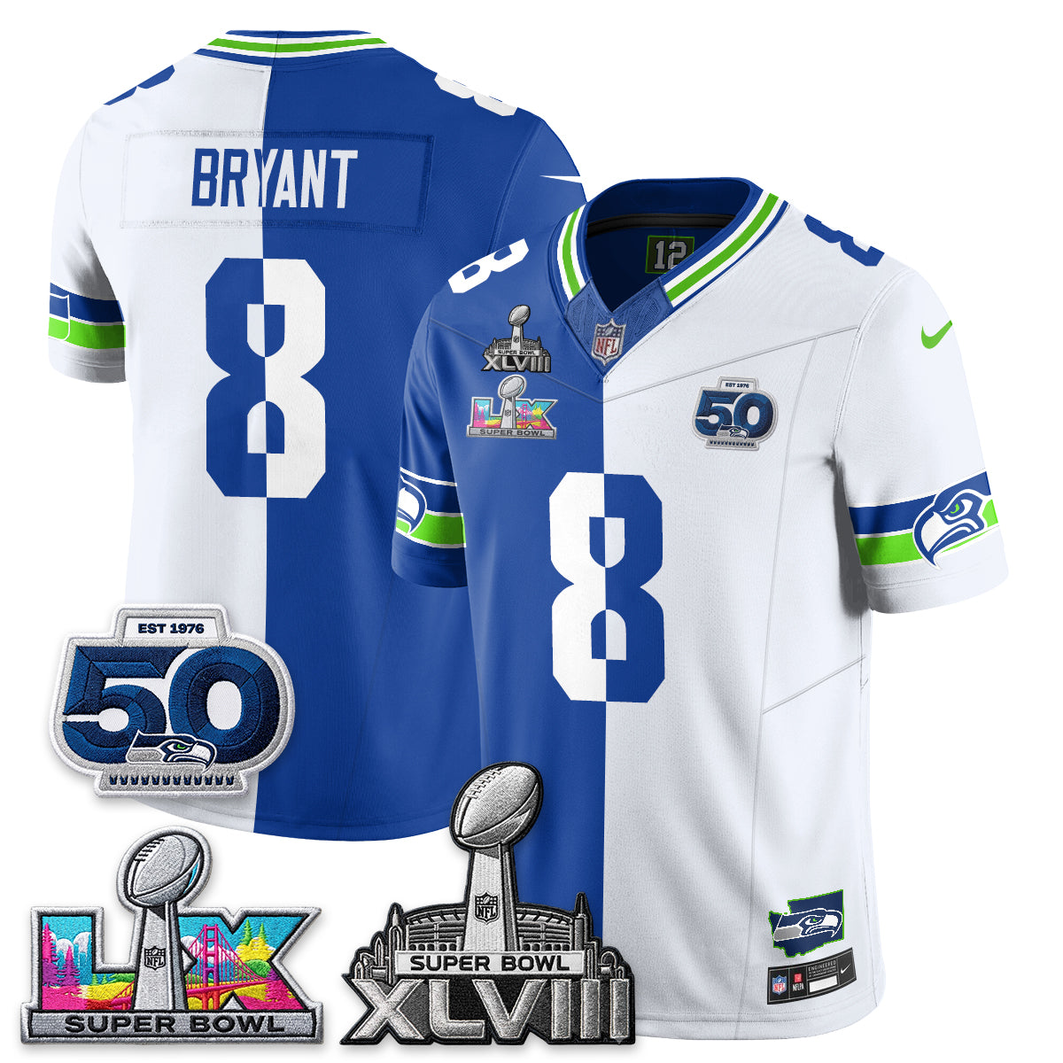 Seattle Seahawks SB LX Champs Split Edition Vapor Jersey - Stitch