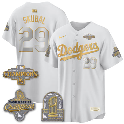Los Angeles Dodgers 2026 NL West Champs Black Gold Vapor Jersey- Stitched