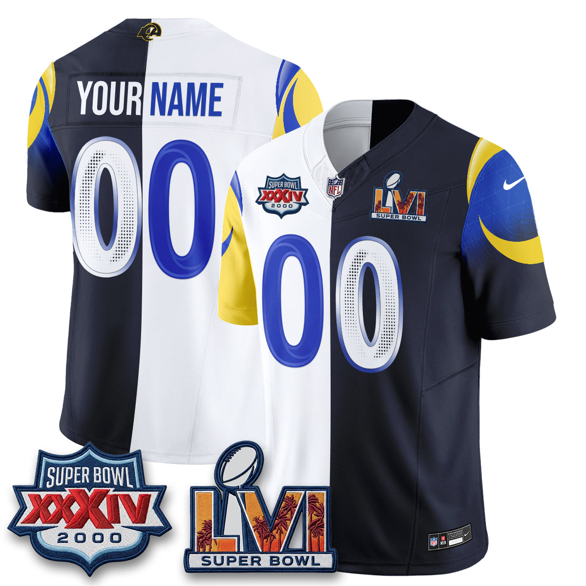 LAR Rivalries Split Vapor Custom Jersey - Stitched